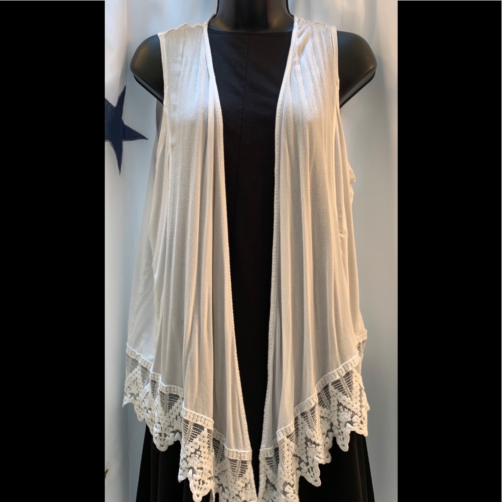 Chico’s vest with lace trim